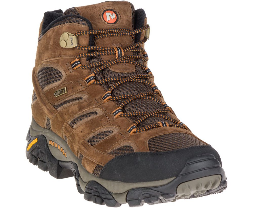 Merrell Hiking Boots Brown - Moab 2 Mid Waterproof Wide Width - Mens 50JIOXSKW